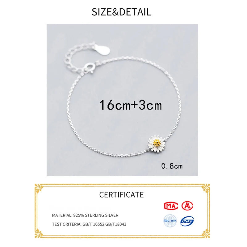 La Monada Daisy Minimalist Bracelets For Women Silver 925 Sterling Silver Fine Real Silver 925 Bracelet Chain Women's Bracelet