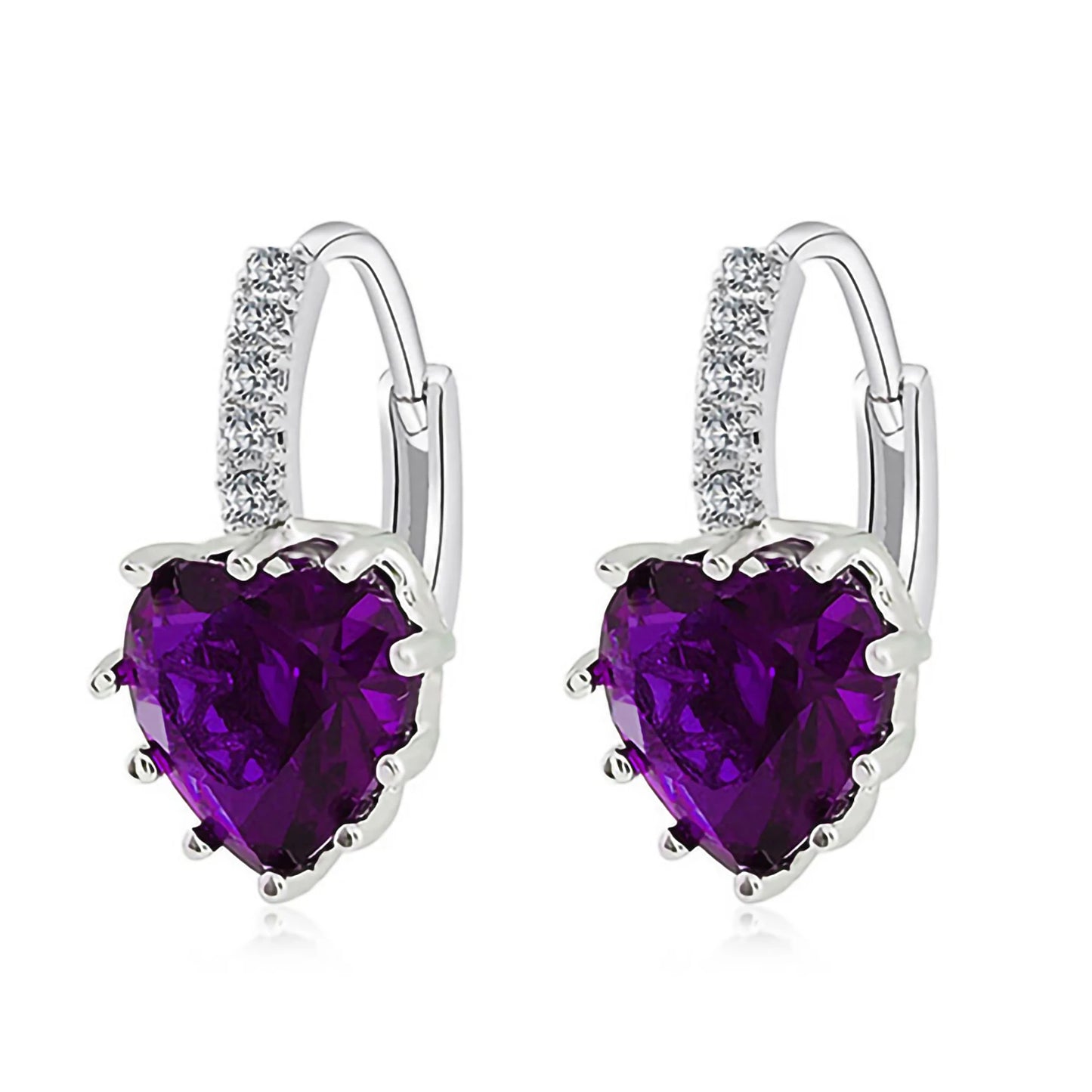 HOT SALES!!! Women's Luxury Pink Love Heart Rhinestone Gold Plated Leverback Hoop Earrings fashion jewelry accessory 17 x 19mm