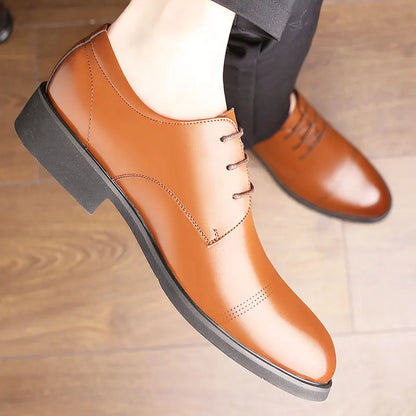 FUQIAO Formal Height Increasing Shoes Man Taller Elevator 6CM Invisible Insole For Men Heighten Increased Oxfords Business Lift