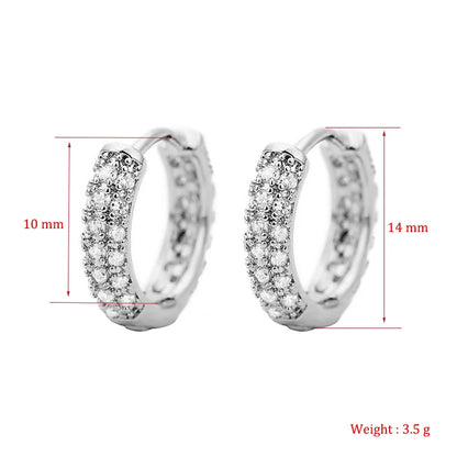 Luxury Shiny Hoop Earrings For Women Three Layer Micro Zircon Stone Paved Small Copper Huggies Charm Piercing Ear Hoops Jewelry