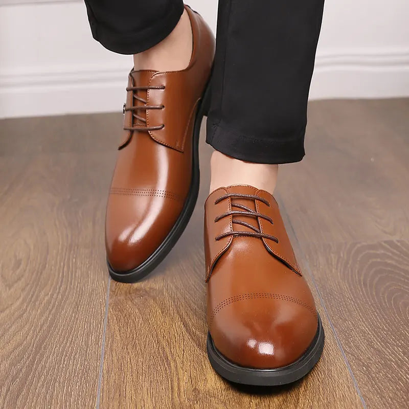 FUQIAO Formal Height Increasing Shoes Man Taller Elevator 6CM Invisible Insole For Men Heighten Increased Oxfords Business Lift
