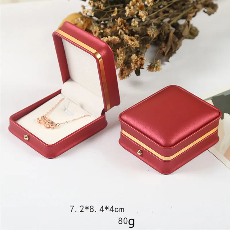 1Pcs Multi size Green/red /bule leather filled paper jewelry box ring necklace bracelet  jewelry storage box gift box