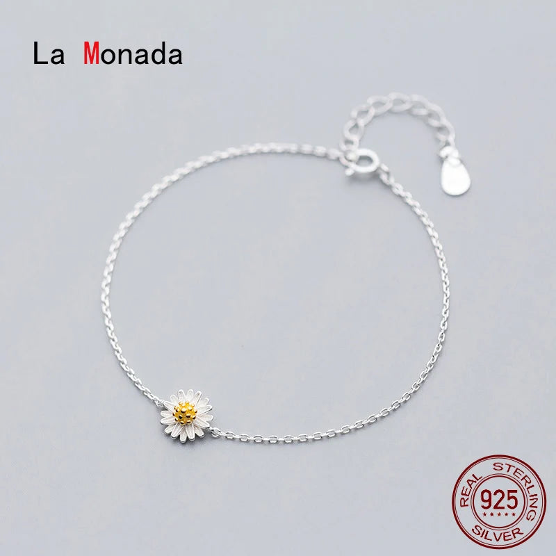 La Monada Daisy Minimalist Bracelets For Women Silver 925 Sterling Silver Fine Real Silver 925 Bracelet Chain Women's Bracelet