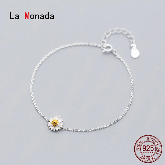 La Monada Daisy Minimalist Bracelets For Women Silver 925 Sterling Silver Fine Real Silver 925 Bracelet Chain Women's Bracelet