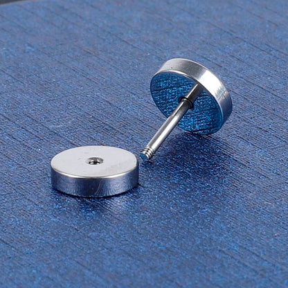 1 Piece Fashion Punk Earrings Double Sided Round Bolt Stud Earrings Male Gothic Barbell Black Earrings Men Jewelry Gifts