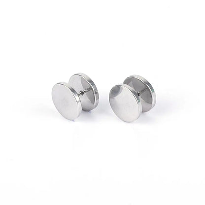 1 Piece Fashion Punk Earrings Double Sided Round Bolt Stud Earrings Male Gothic Barbell Black Earrings Men Jewelry Gifts