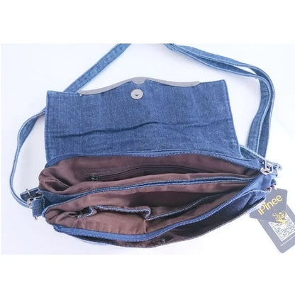 iPinee brand new retro women messenger bags small shoulder bag high quality Denim tote bag small clutch handbags