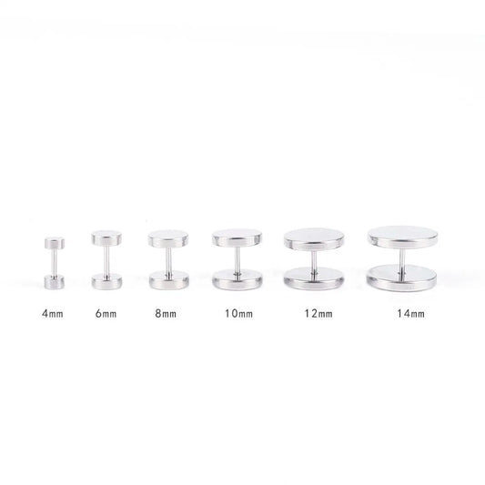 1 Piece Fashion Punk Earrings Double Sided Round Bolt Stud Earrings Male Gothic Barbell Black Earrings Men Jewelry Gifts