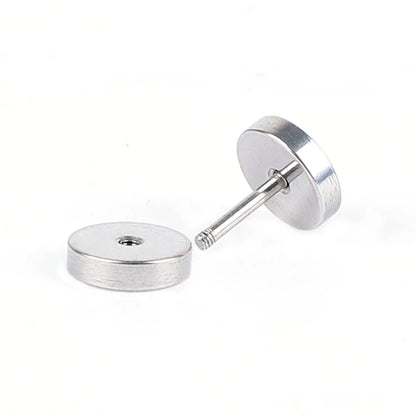 1 Piece Fashion Punk Earrings Double Sided Round Bolt Stud Earrings Male Gothic Barbell Black Earrings Men Jewelry Gifts
