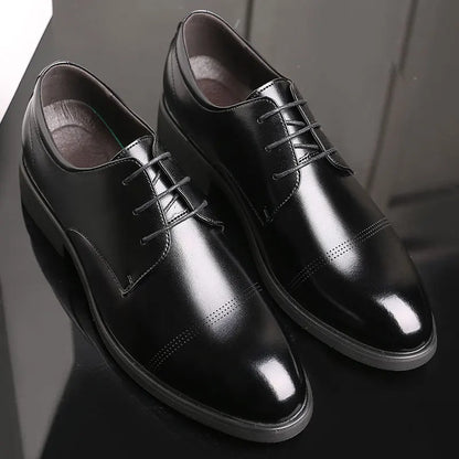 FUQIAO Formal Height Increasing Shoes Man Taller Elevator 6CM Invisible Insole For Men Heighten Increased Oxfords Business Lift