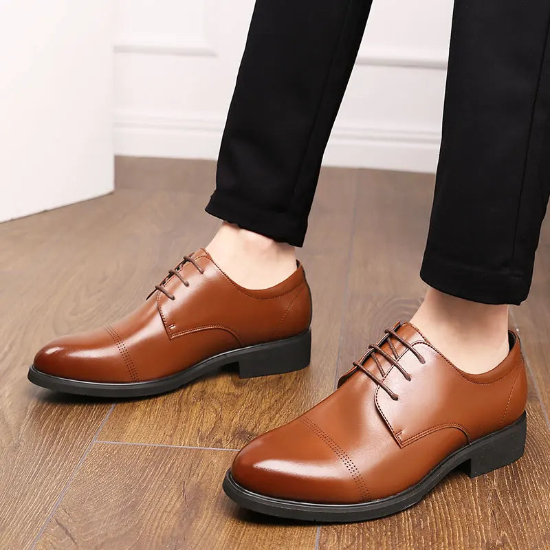 FUQIAO Formal Height Increasing Shoes Man Taller Elevator 6CM Invisible Insole For Men Heighten Increased Oxfords Business Lift