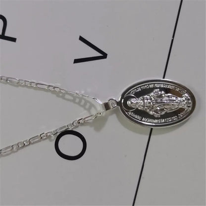 Gold Color Medallion Virgin Mary Coin Necklace For Women Men Long Layer Religion Pendants Necklaces Fashion Jewelry A061