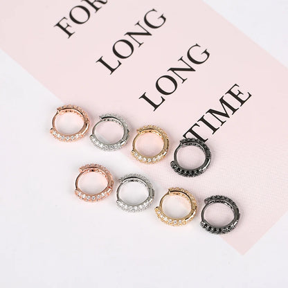 Luxury Shiny Hoop Earrings For Women Three Layer Micro Zircon Stone Paved Small Copper Huggies Charm Piercing Ear Hoops Jewelry