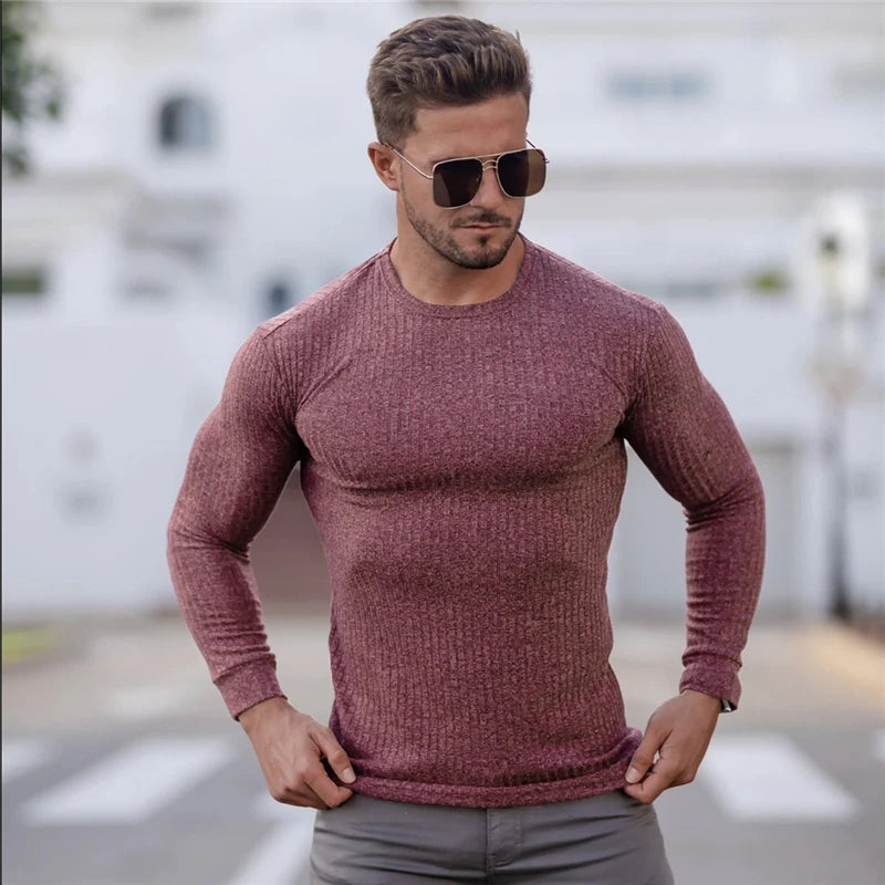New Spring Fitness Hooded Sweaters Men Warm Turtleneck Sweaters Slim Fit Sports Pullover Men Sweater Gym Knitwear Pull Homme