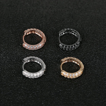 Luxury Shiny Hoop Earrings For Women Three Layer Micro Zircon Stone Paved Small Copper Huggies Charm Piercing Ear Hoops Jewelry