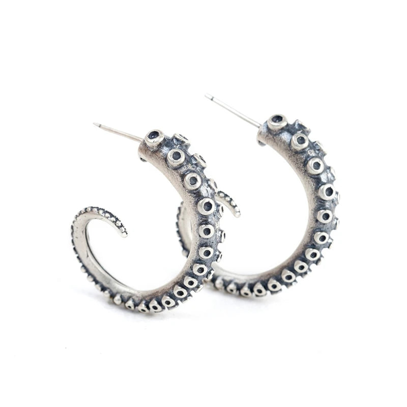 MKENDN Punk Style Jewelry S925 Silver Cool Octopus Claw Tentacles Ear Stud For Men And Women Anti-Allergy Stud Earrings Femme