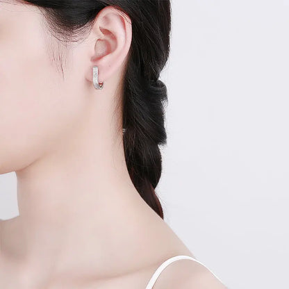 New Fashion Geometric Hoop Earrings For Women Two Row Crystal Zircon Stone Paved Tiny Huggies Female Trendy Earring Accessories