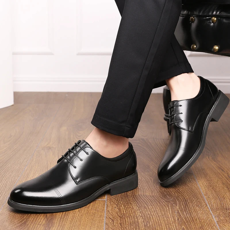FUQIAO Formal Height Increasing Shoes Man Taller Elevator 6CM Invisible Insole For Men Heighten Increased Oxfords Business Lift