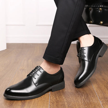 FUQIAO Formal Height Increasing Shoes Man Taller Elevator 6CM Invisible Insole For Men Heighten Increased Oxfords Business Lift