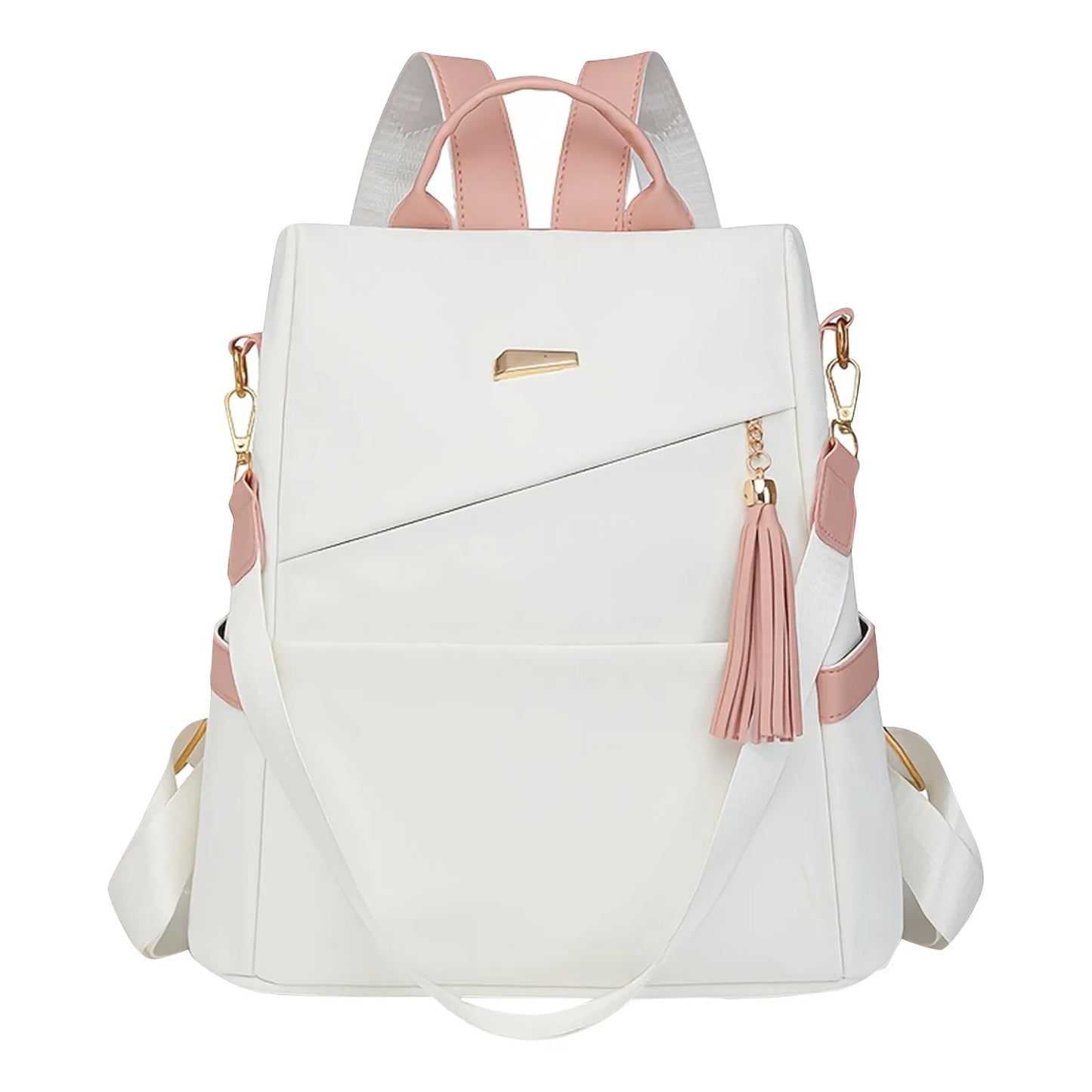 2025 Oxford Cloth Stitching Women'S Backpack Anti-Theft Back Zipper Girls Schoolbag Casual Travel Double Shoulder Backpack