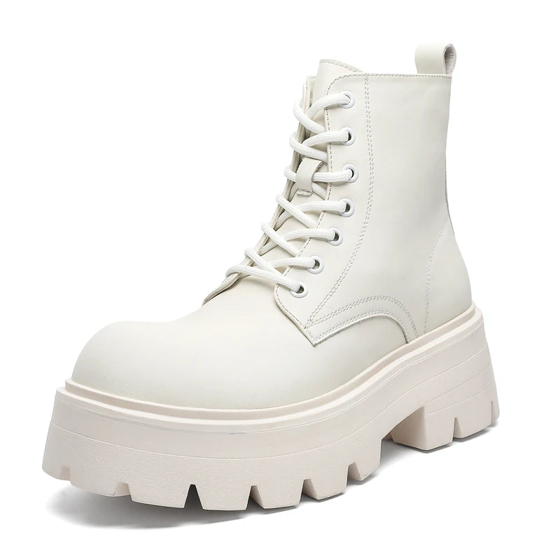 Autumn Men Casual Platform Boots Lace Up Sneakers Plush Chunky Ankle Boots Outdoor High-top Sneakers Comfortable Zip Shoes 38-46