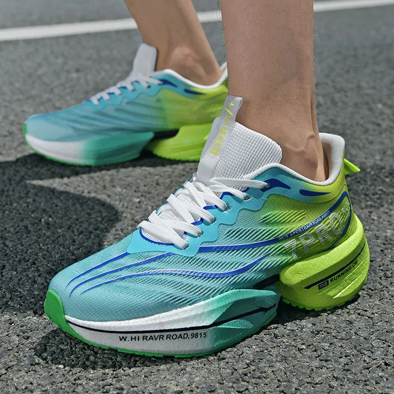 Carbon Plate Couple's Running Shoes Shock-Absorbing Rebound Ultra-Light Sports Shoes for Men and Women Summer Mesh Breathable Po