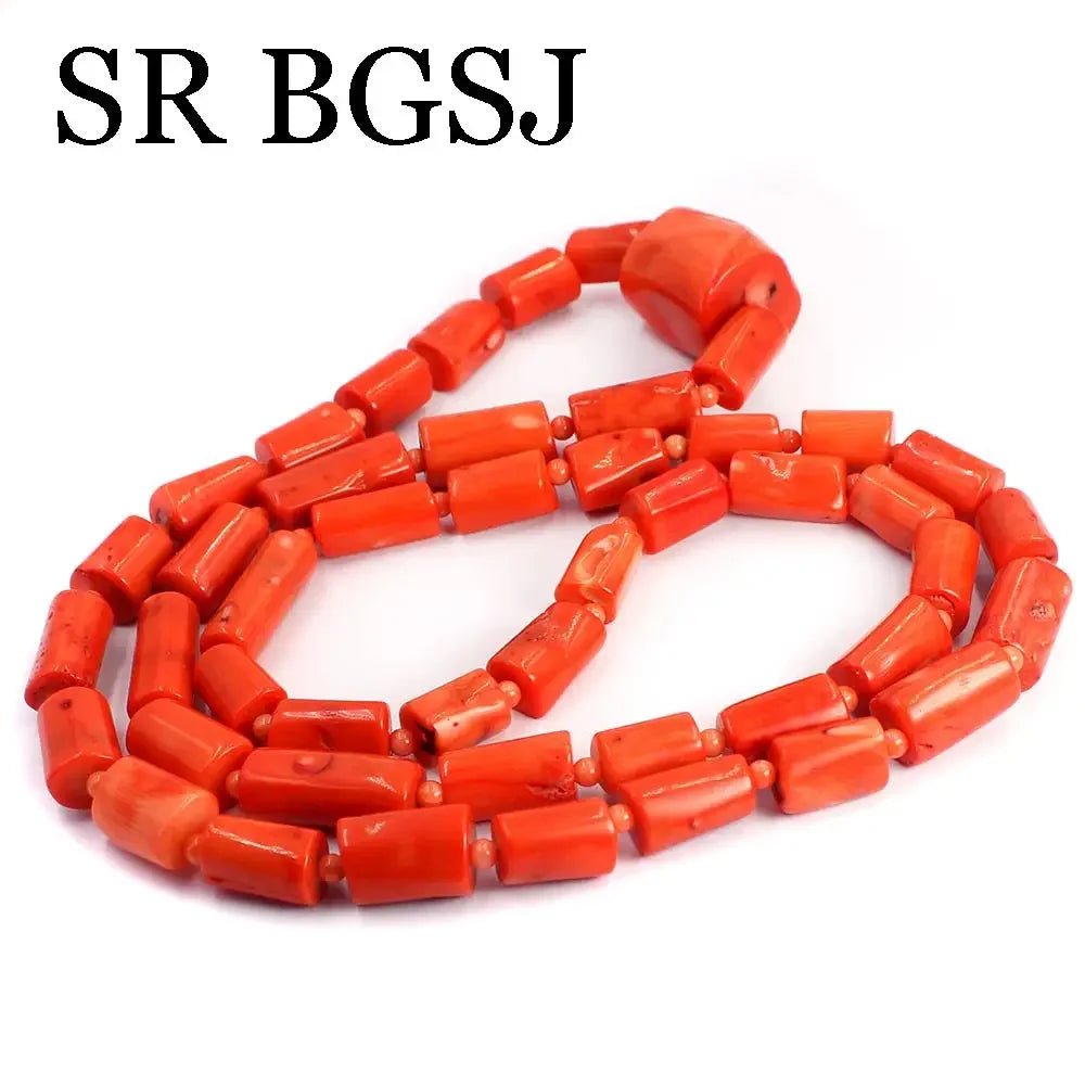 10-14mm Women Jewelry Trendy Orange Long Sweater Pendant Genuine Natural Coral Necklace 38inch
