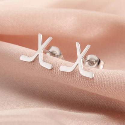Unift Hockey Stick Earrings Stainless Steel Hockey Mom Earrings Fashion Casual Sports Minimalist Women Jewelry Gift for Daughter
