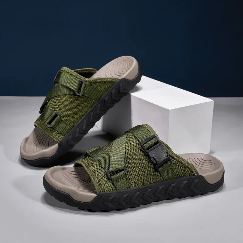 Men's Thick Soled Round Toe Fashionable Slippers Women's Comfortable Breathable Casual, Wear-resistant Sandals Summer Slippers