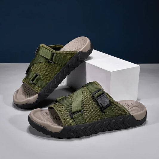 Men's Thick Soled Round Toe Fashionable Slippers Women's Comfortable Breathable Casual, Wear-resistant Sandals Summer Slippers