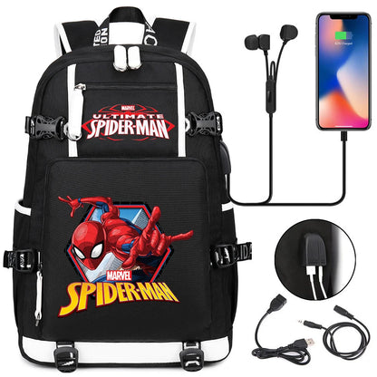 Superhero Spiderman School Backpack Travel Bags Large Waterproof Multifunction USB Charging Backpacks Travel Sport Duffel Bag