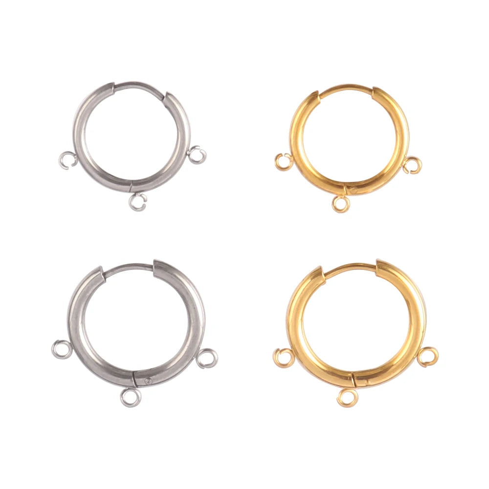 10pcs/Lot 316L Stainless Steel Hoop Earrings Findings Round Earrings Base For DIY Earrings Jewelry Making Supplies Accessories