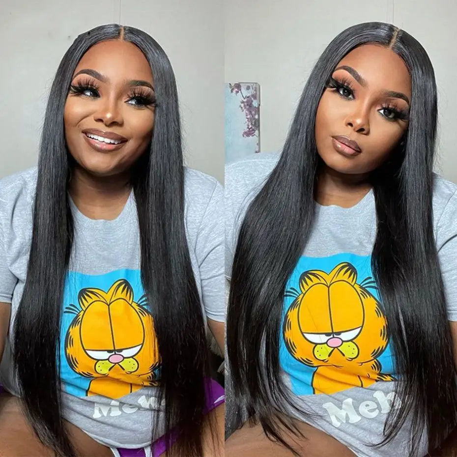 Glueless Wigs Human Hair Bone Straight Lace Wigs Pre-Cut 5x5 Lace Closure Remy Human Hair Ready To Wear For Women Pre Plucked