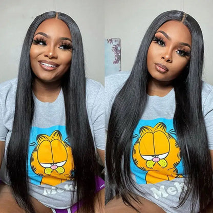 Glueless Wigs Human Hair Bone Straight Lace Wigs Pre-Cut 5x5 Lace Closure Remy Human Hair Ready To Wear For Women Pre Plucked