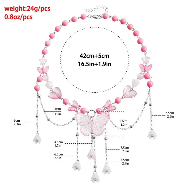 Exquisite Butterfly Pendant Necklace for Women Charm Fashion Y2K Accessories Wedding Party Jewelry Gift Long Layered Necklace