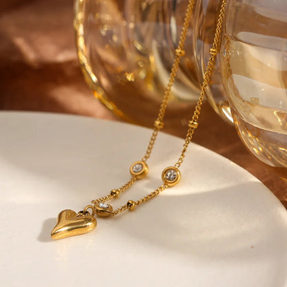 316L Stainless Steel Sweet Gold Color Heart Zircon Anklet Ladies Fashion Trend High Jewelry Beach Accessories SAB123