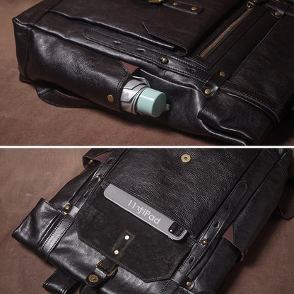 GURO High Quality Genuine Leather Backpack Men Weekend Retro Travel Bag Top Cowhide Luxury Laptop Bag Outdoor Tactical Backpacks