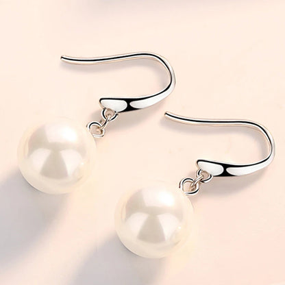 925 Sterling Silver Fashion Jewelry Pearl Drop Earrings For Lady New XY0009