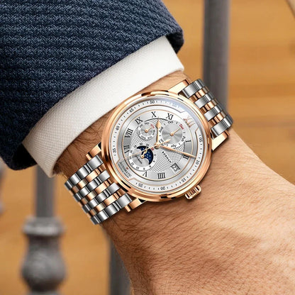 BORMAN BM3868  New 40mm  Luxury Men Automatic Mechanical Men's Watches Sapphire Multi-function Waterproof Moon Phase Clocks