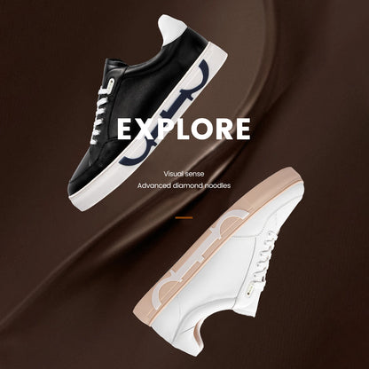 Men's shoes Black high-grade leather casual shoes flat bottom breathable comfortable board shoes coffee color 2025 new