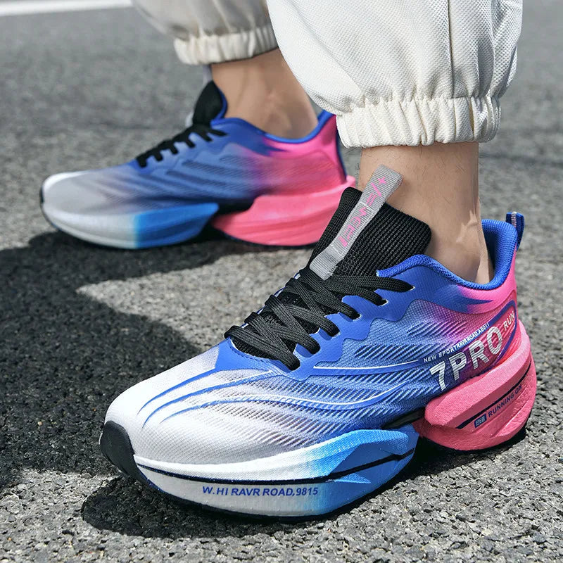 Carbon Plate Couple's Running Shoes Shock-Absorbing Rebound Ultra-Light Sports Shoes for Men and Women Summer Mesh Breathable Po