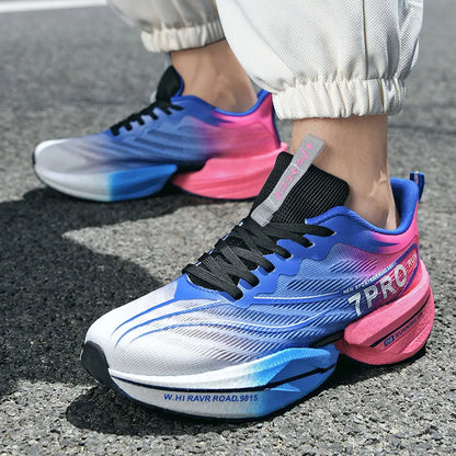Carbon Plate Couple's Running Shoes Shock-Absorbing Rebound Ultra-Light Sports Shoes for Men and Women Summer Mesh Breathable Po
