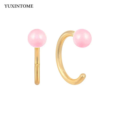YUXINTOME Small 925 Sterling Silver Ear Needle C-Shaped Cartilage Piercing Stud Earrings For Women cartilage perforation Jewelry