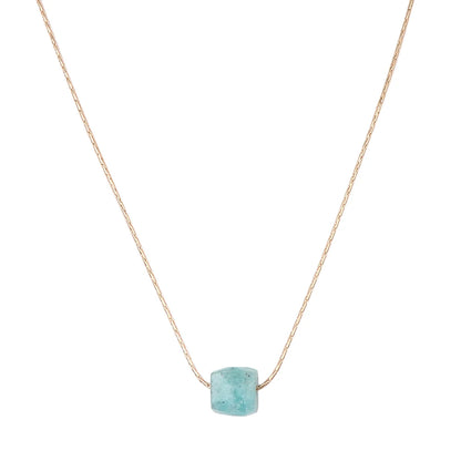 Natural Amazonite Stone Pendant Necklace Square Cube Gems Neckalce Healing Reiki Stone Pendant Jewelry Gifts for Festivals