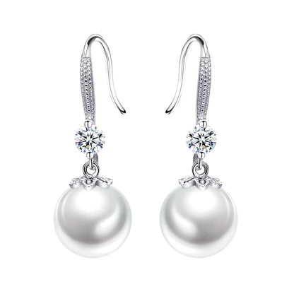 925 Sterling Silver Women's New Jewelry Original Fashion Crystal Pearl Drop Earrings XY0001