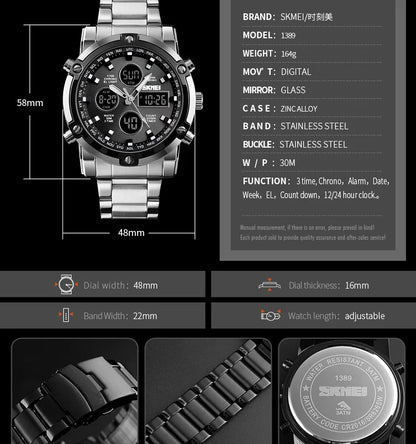 SKMEI 1389 Fashion Luxury Business Mens Watch Waterproof Sport Digital Men's Wristwatch Bracelet Clock Reloj Relogio Masculino