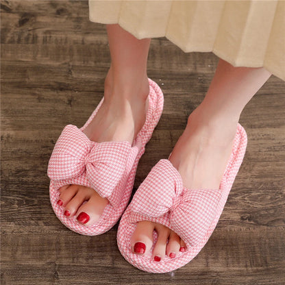New Pure Cotton Indoor Home Slippers Anti-Slip Cloth Bot Silent for Wooden Floor Spring Summer Women's Slippers Home Comfort