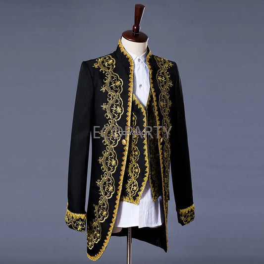 2023 New Retro Court Style Men's Tuxedo Men's Suit Three-piece Suit for European and American Opera Stage Costumes Dress Suit