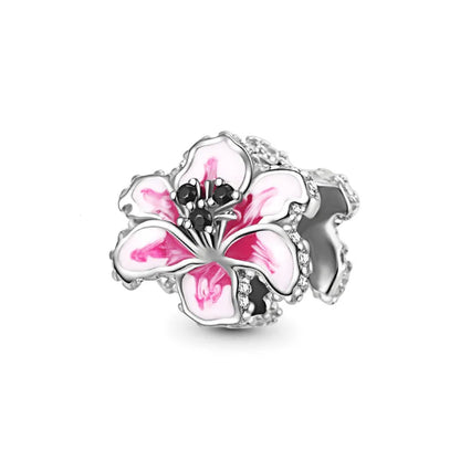 Hot Selling 925 Silver Cherry Pink Flower Bead Fit Original European Charms Bracelet Necklace For Women Fashion 2023
