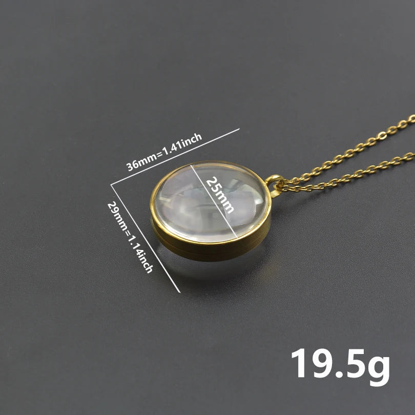 New Mix Size Round Living Memory Photo Locket Pendant Necklace Biconvex Glass Twist Stainless Steel Necklaces For Women Men Gift